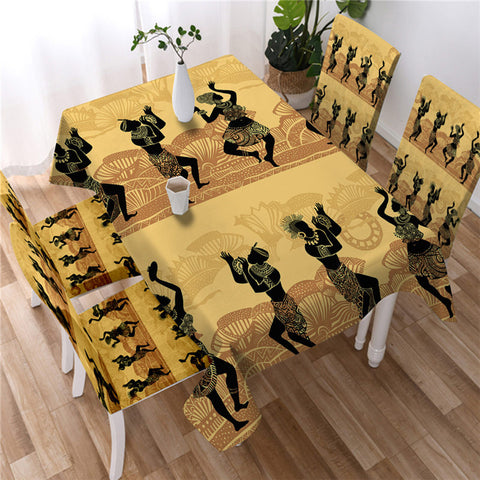 African Egyptian Geometric Ethnic Waterproof Rectangular Dinner Tablecloth