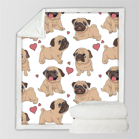 Lover Hippie Pug Cute Dog Bulldog Sherpa Blanket on Bed Throw Blanket Sofa Cover