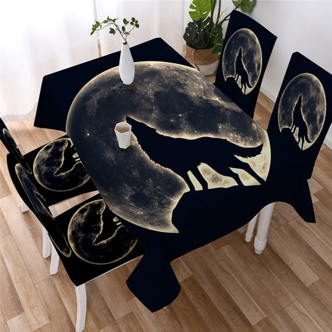 Tribal Wolf Dreamcatcher Waterproof Rectangular Dinner Tablecloth