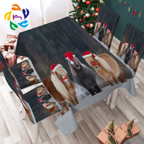 Christmas Hat Pony Waterproof Rectangular Dinner TableCloth by Ismot Esha