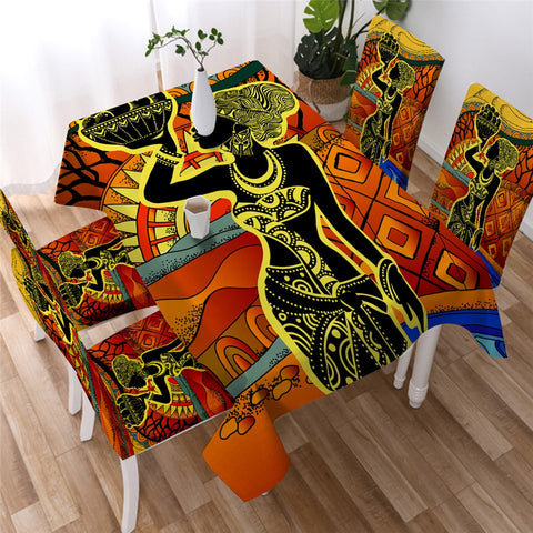 African Egyptian Geometric Ethnic Waterproof Rectangular Dinner Tablecloth