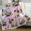 Image of Lover Hippie Pug Cute Dog Bulldog Sherpa Blanket on Bed Throw Blanket Sofa Cover