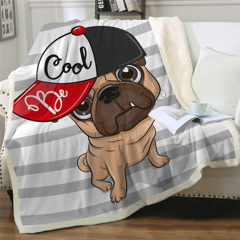 Lover Hippie Pug Cute Dog Bulldog Sherpa Blanket on Bed Throw Blanket Sofa Cover