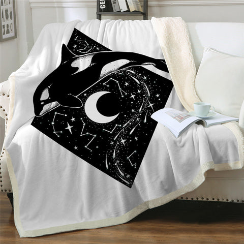 Moon Child By Pixie Cold Art Bed Throw Blankets Wolf Galaxy Plush Bedspread