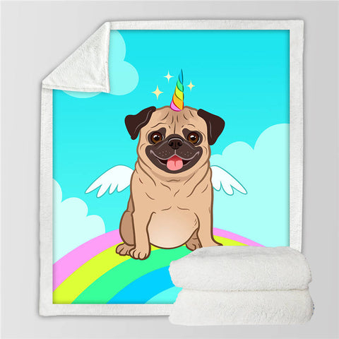 Lover Hippie Pug Cute Dog Bulldog Sherpa Blanket on Bed Throw Blanket Sofa Cover