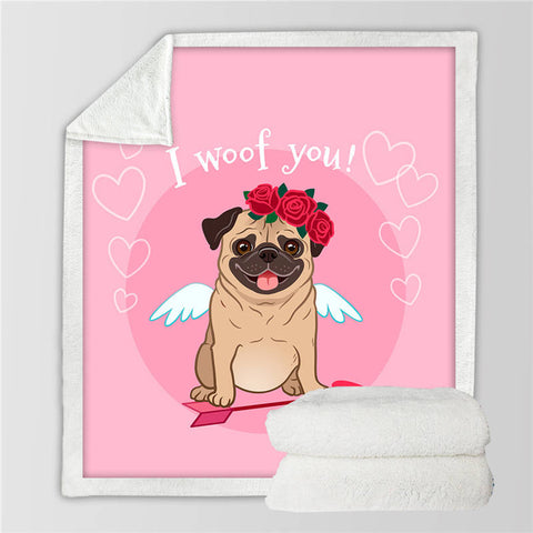 Lover Hippie Pug Cute Dog Bulldog Sherpa Blanket on Bed Throw Blanket Sofa Cover