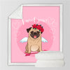 Image of Lover Hippie Pug Cute Dog Bulldog Sherpa Blanket on Bed Throw Blanket Sofa Cover