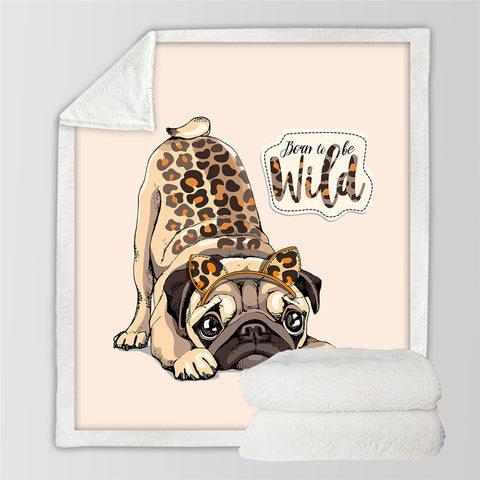 Lover Hippie Pug Cute Dog Bulldog Sherpa Blanket on Bed Throw Blanket Sofa Cover