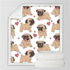 Image of Lover Hippie Pug Cute Dog Bulldog Sherpa Blanket on Bed Throw Blanket Sofa Cover