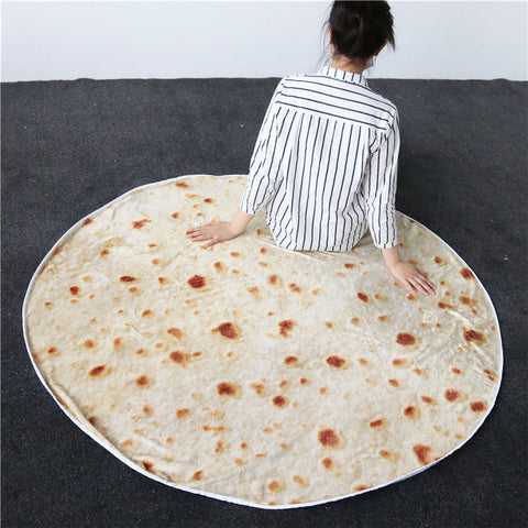 Burrito Tortilla Pizza Blanket Soft Round Blanket for Bed Warm Fleece Sofa