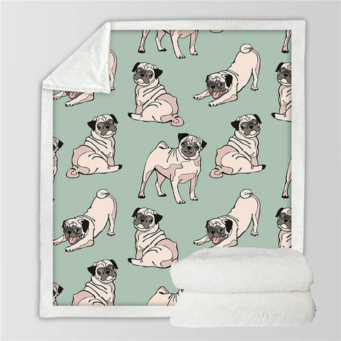 Lover Hippie Pug Cute Dog Bulldog Sherpa Blanket on Bed Throw Blanket Sofa Cover