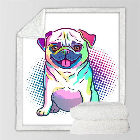 Lover Hippie Pug Cute Dog Bulldog Sherpa Blanket on Bed Throw Blanket Sofa Cover