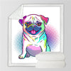 Image of Lover Hippie Pug Cute Dog Bulldog Sherpa Blanket on Bed Throw Blanket Sofa Cover