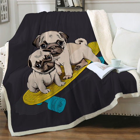 Lover Hippie Pug Cute Dog Bulldog Sherpa Blanket on Bed Throw Blanket Sofa Cover