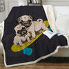 Image of Lover Hippie Pug Cute Dog Bulldog Sherpa Blanket on Bed Throw Blanket Sofa Cover