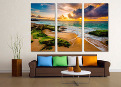 Hawaii Beach Golden Sunset Wall Art Decor Canvas Printing