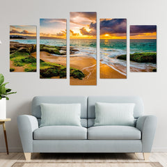 Hawaii Beach Golden Sunset Wall Art Decor Canvas Printing