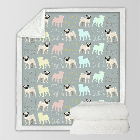 Lover Hippie Pug Cute Dog Bulldog Sherpa Blanket on Bed Throw Blanket Sofa Cover