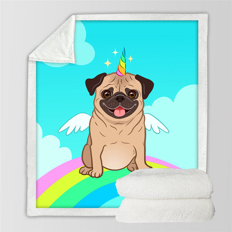 Lover Hippie Pug Cute Dog Bulldog Sherpa Blanket on Bed Throw Blanket Sofa Cover