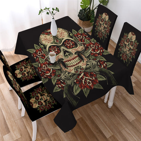 Skull Gothic Waterproof Rectangular Dinner Tablecloth