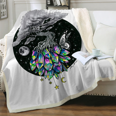 Moon Child By Pixie Cold Art Bed Throw Blankets Wolf Galaxy Plush Bedspread