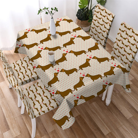 Dachshund Dog Lover Waterproof Rectangular Dinner Tablecloth