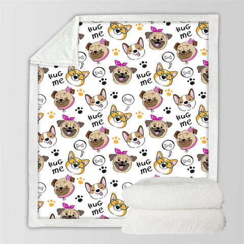 Lover Hippie Pug Cute Dog Bulldog Sherpa Blanket on Bed Throw Blanket Sofa Cover