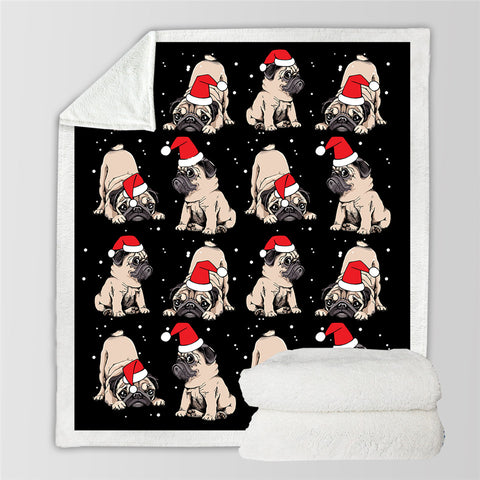 Lover Hippie Pug Cute Dog Bulldog Sherpa Blanket on Bed Throw Blanket Sofa Cover