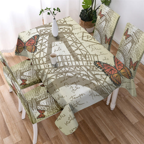 Flying Butterfly Waterproof Rectangular Dinner Tablecloth