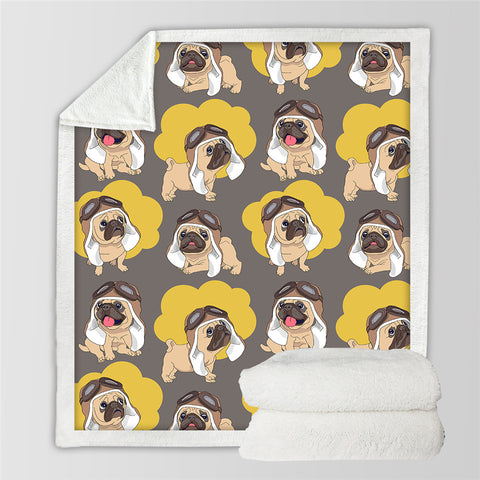 Lover Hippie Pug Cute Dog Bulldog Sherpa Blanket on Bed Throw Blanket Sofa Cover