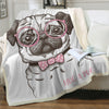 Image of Lover Hippie Pug Cute Dog Bulldog Sherpa Blanket on Bed Throw Blanket Sofa Cover