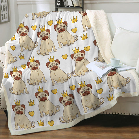 Lover Hippie Pug Cute Dog Bulldog Sherpa Blanket on Bed Throw Blanket Sofa Cover