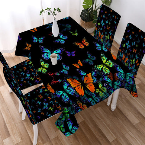 Flying Butterfly Waterproof Rectangular Dinner Tablecloth