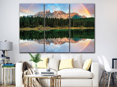 Lago Di Carezza Italy Alpine Lake Wall Art Decor Canvas Printing