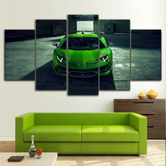 Lamborghini Aventador Car Green Wall Art Decor Canvas Printing