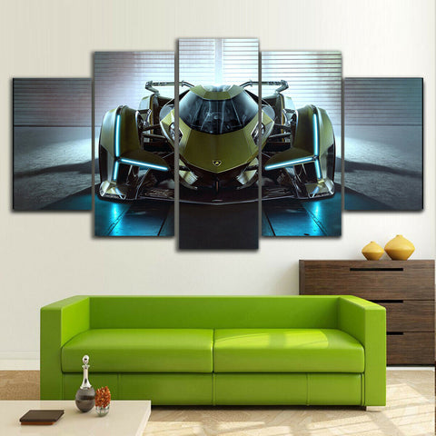 Lamborghini Lambo V12 Car Green Wall Art Decor Canvas Printing