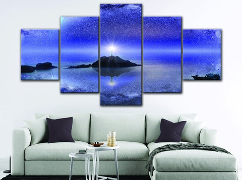 Lighthouse at Night Wall Art Decor Canvas Printing