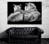 Image of Lion Family in Black And White Wall Art Canvas Printing Decor-1Panel