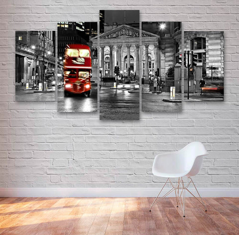 London Bus By Night Wall Art Decor Canvas Printing