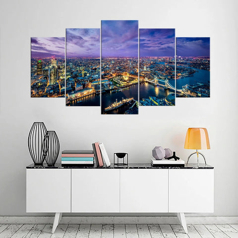 London Skyline at Night Cityscape Wall Art Decor Canvas Printing