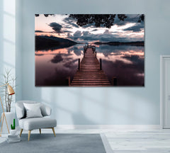 Long Wooden Bridge Pier Wall Art Canvas Printing Decor-1Panel