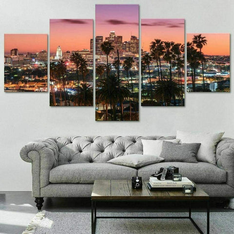 Los Angeles City Landscape Palm Tree Wall Art Decor Canvas Printing