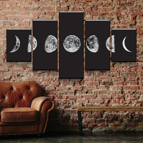 Lunar Cycles Full-Crescent Moon Wall Art Decor Canvas Printing