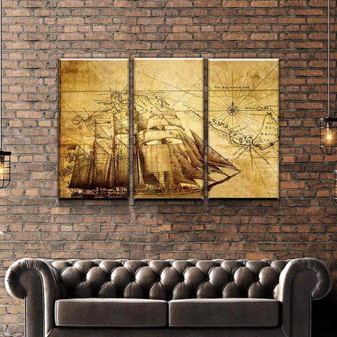 Map Ancient Navigator Sailing Wall Art Decor Canvas Printing