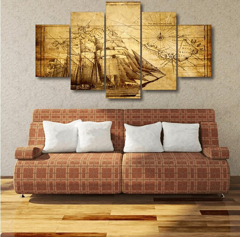 Map Ancient Navigator Sailing Wall Art Decor Canvas Printing