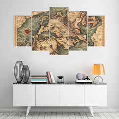 Map Game of Thrones Ice and Fire Westeros Wall Art Decor Canvas Printing