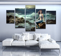 Mermaid Mystical on the Beach Wall Art Decor Canvas Printing