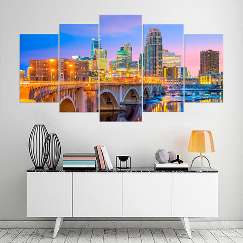 Minnesota Minneapolis Downtown Skyline Wall Art Decor Canvas Printing