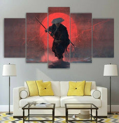 Moon Oriental Samurai Warrior Wall Art Decor Canvas Printing