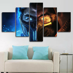 Mortal Kombat Subzero & Scorpion Face Wall Art Decor Canvas Printing